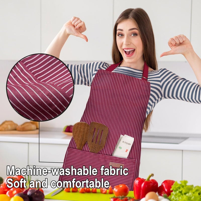 BeLuyi Adjustable Bib Apron with 2 Pockets Chef Cooking Kitchen Restaurant Aprons for Women Men - Image 4